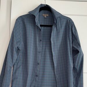 Peter Millar Blue and White Plaid Shirt